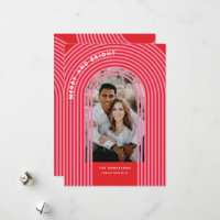Modern colourful geometric abstract arch red pink
