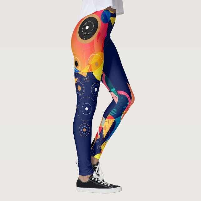 Modern colourful geometric artistic composition leggings (Right)