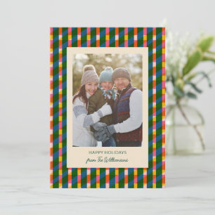 Modern Colourful Geometric Family Christmas Photo Holiday Card