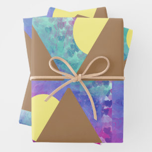 Modern Colourful Geometric Hearts  Wrapping Paper Sheet