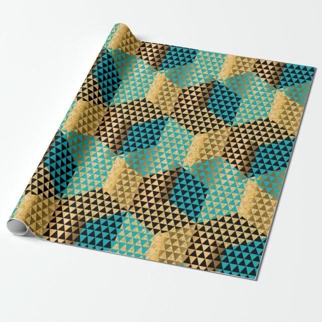 Modern Colourful Geometric Octagon Pattern Wrapping Paper (Unrolled)
