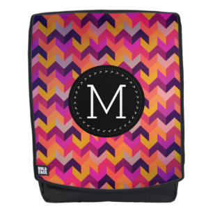 Modern Colourful Geometric Pattern Custom Monogram Backpack