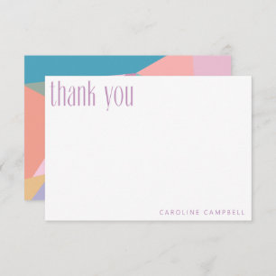 Modern Colourful Geometric Purple Custom Graduatio Thank You Card
