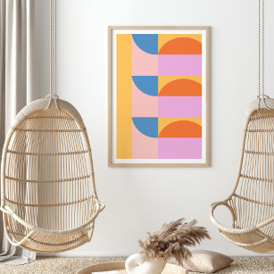 Modern Colourful Geometric Shapes Pattern Poster