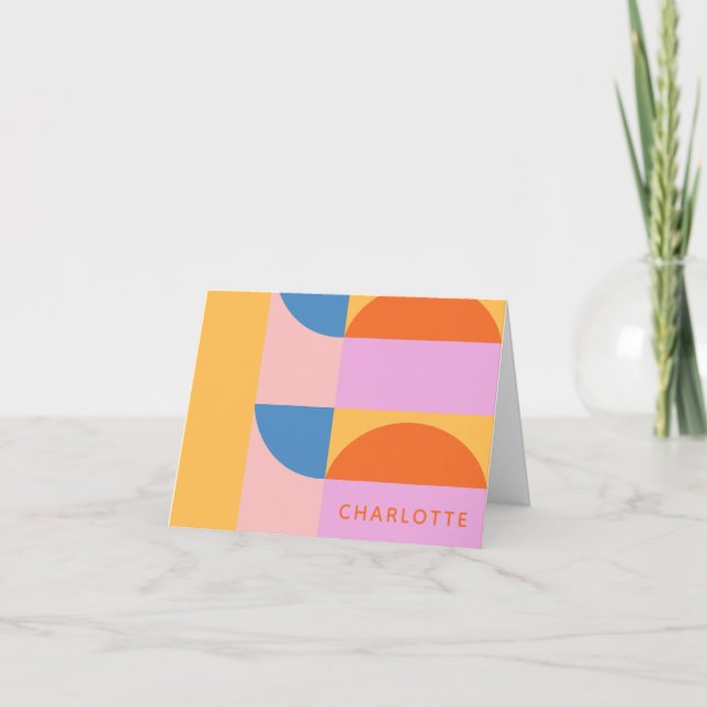 Modern Colourful Geometric Shapes Personalised Note Card (Front)