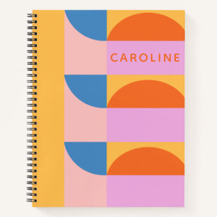 Modern Colourful Geometric Shapes Personalised Notebook