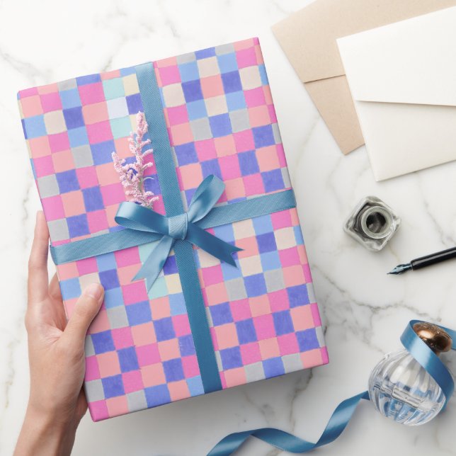 Modern Colourful Geometric Squares Pattern Wrapping Paper (Gifting)