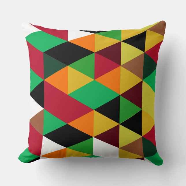 Modern Colourful Geometric Triangles Pattern 3 Cushion (Front)