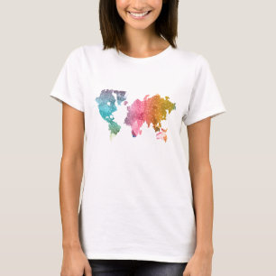 Modern Colourful Geometric World Map T-Shirt