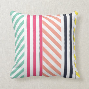 Modern Colourful Girly Stripes Cushion