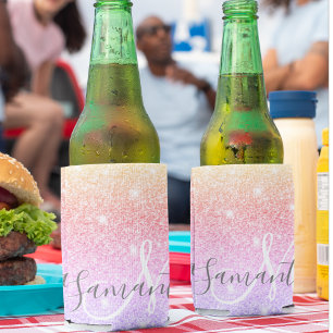 Modern Colourful Glitter Sparkles Personalised Nam Can Cooler