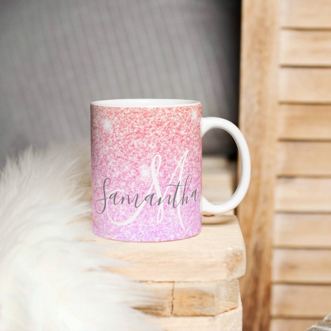 Modern Colourful Glitter Sparkles Personalised Nam Coffee Mug (Creator Uploaded)