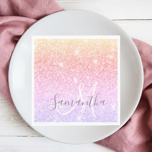 Modern Colourful Glitter Sparkles Personalised Nam Napkin
