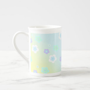 Modern colourful gradient blue flower pattern girl bone china mug