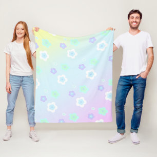Modern colourful gradient blue flower pattern girl fleece blanket