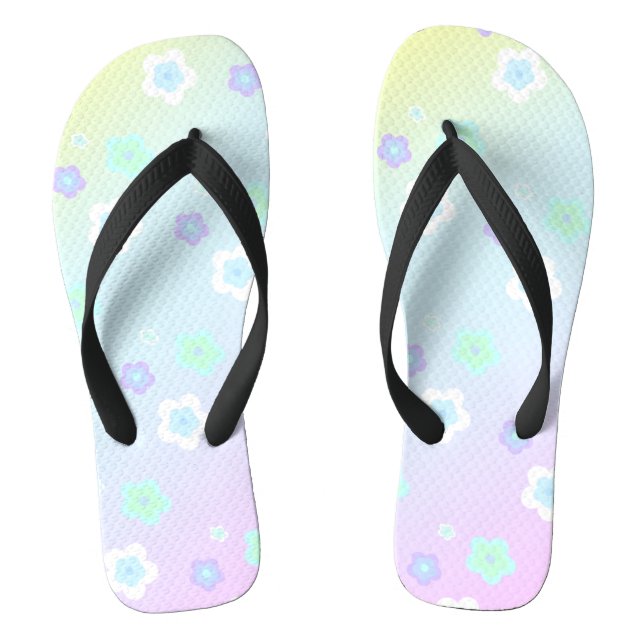 Modern colourful gradient blue flower pattern girl jandals (Footbed)
