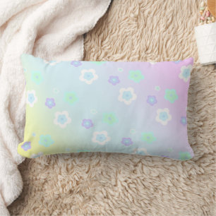Modern colourful gradient blue flower pattern girl lumbar cushion