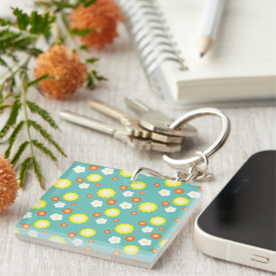 Modern colourful gradient Daisy flower pattern gir Key Ring