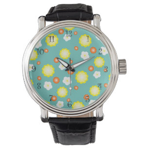 Modern colourful gradient Daisy flower pattern gir Watch