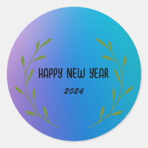 Modern Colourful Gradient floral Happy New year Classic Round Sticker