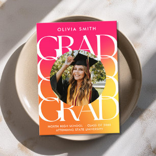 Modern Colourful Gradient Photo Graduation Announcement