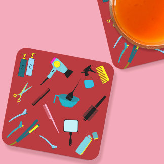 Modern Colourful Hairstylist Tools Kit Coaster
