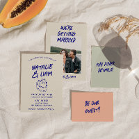 Modern Colourful Hand Drawn Cake Retro Fun Wedding