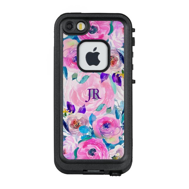 Modern Colourful Hand Drawn Flowers Collage LifeProof iPhone Case (Back)