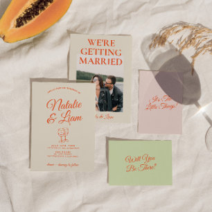 Modern Colourful Hand Drawn Retro Fun Wedding Invitation