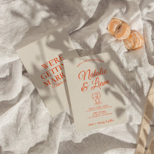 Modern Colourful Hand Drawn Retro Unique Wedding Invitation