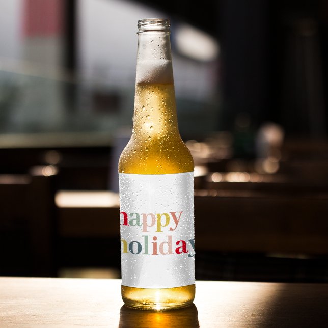 Modern Colourful Happy Holiday Beer Bottle Label (Creator Uploaded)