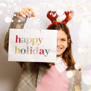 Modern Colourful Happy Holiday Large Gift Bag