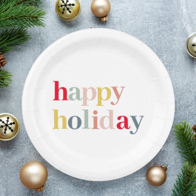 Modern Colourful Happy Holiday Paper Plate (Creator Uploaded)