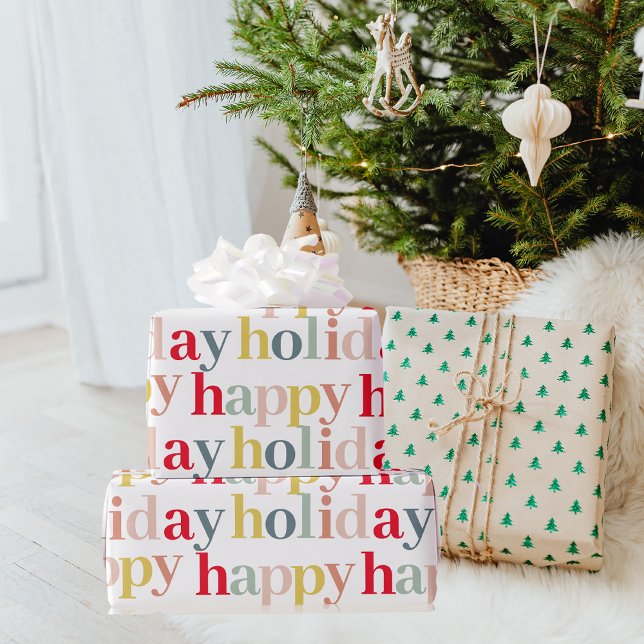 Modern Colourful Happy Holiday Wrapping Paper (Creator Uploaded)