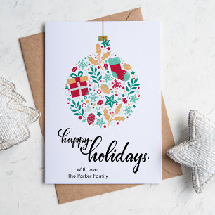 Modern Colourful Happy Holidays Flat Holiday Card