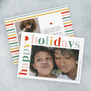 Modern Colourful happy holidays Photo Holiday Card