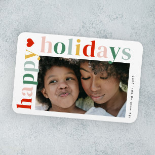 Modern Colourful Happy Holidays Photo Magnet