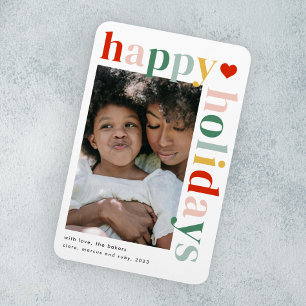 Modern Colourful Happy Holidays Photo Magnet
