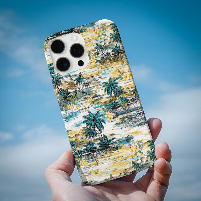 Modern Colourful Hawaii Island Palm Yellow Custom Case-Mate iPhone Case (Creator Uploaded)
