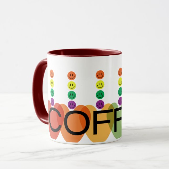 Modern Colourful Heart Coffee Mug – Bright & Cheer (Front Left)