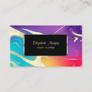 Modern Colourful Holographic Gold Touch Business Card