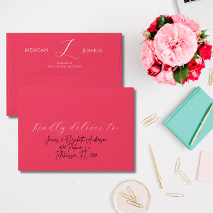 Modern Colourful Hot Pink Wedding Invitation Envelope