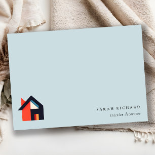 Modern Colourful House Logo Realtor Blue Red Orang Card