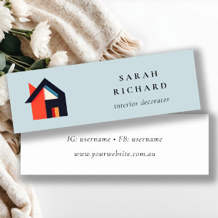 Modern Colourful House Logo Realtor Blue Red Orang Mini Business Card