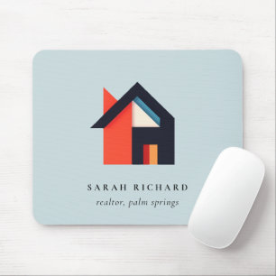 Modern Colourful House Logo Realtor Blue Red Orang Mouse Pad