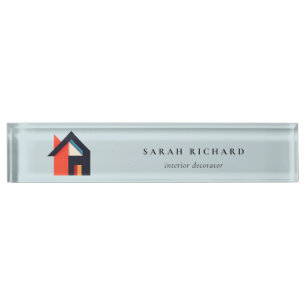 Modern Colourful House Logo Realtor Blue Red Orang Nameplate