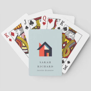 Modern Colourful House Logo Realtor Blue Red Orang Playing Cards