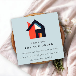 Modern Colourful House Thank You For Shopping Square Business Card