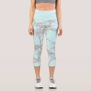Modern colourful ice blue colourful funky art capri leggings