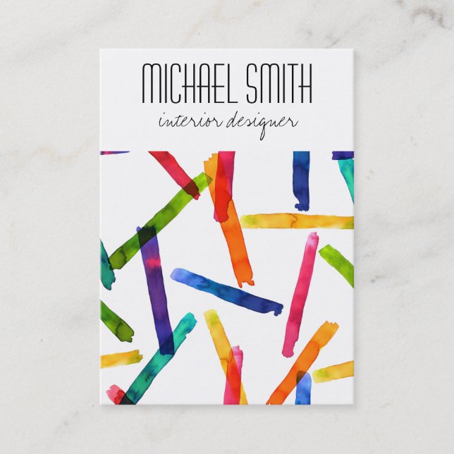 Modern Colourful Interior Designer Business Card (Front)